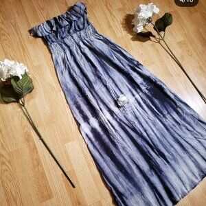 LEO MEETS VIRGO Tie Dye Off Shoulder Maxi Dress